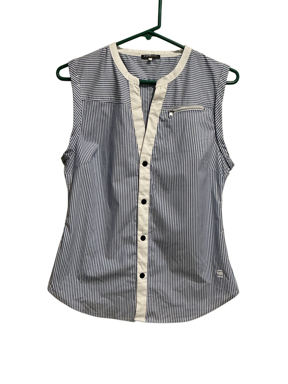 G-Star Women’s Snap Button Front Blue White Sleeveless